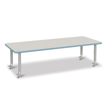 Jonti-Craft Berries Rectangle Activity Table, 30 in. x 72 in., Mobile, Freckled Gray/Coastal Blue/Gray 6413JCM131